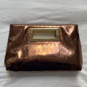 Michael Kors Nickel Gold Monogram Berkley Clutch Y2K 